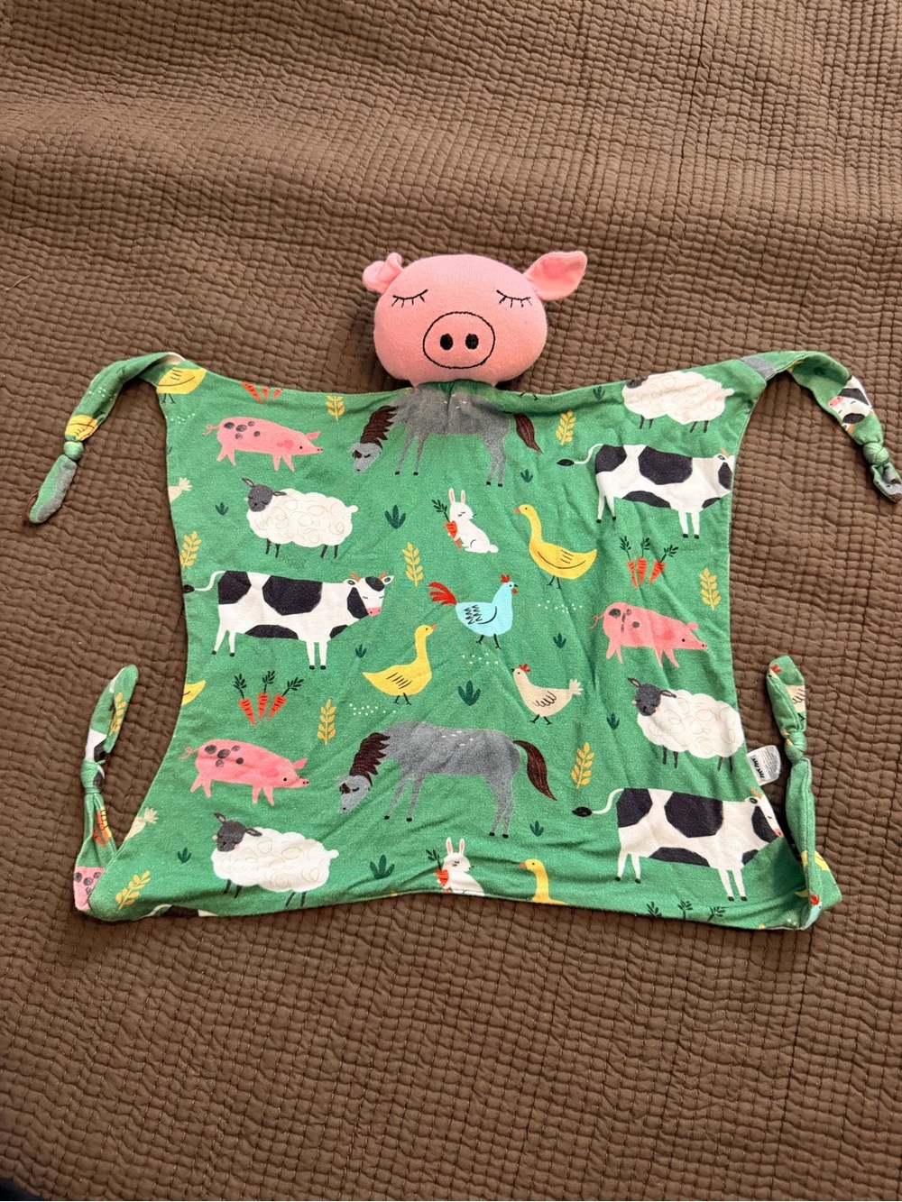 Little Sleepies Green Farm Animal Pig-Head Comfort Bib